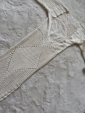 Olivaceous Cream Crochet Knit Swim Coverup